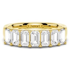 2.8 ctw Emerald Cut Moissanite Half Eternity Band Ring